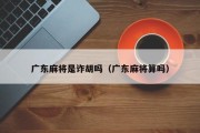 广东麻将是诈胡吗（广东麻将算吗）