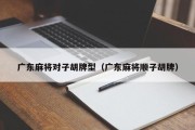 广东麻将对子胡牌型（广东麻将顺子胡牌）
