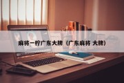 麻将一柠广东大牌（广东麻将 大牌）