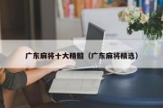 广东麻将十大精髓（广东麻将精选）