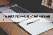 广东麻将高手打牌小妙招（广东麻将打法教程）