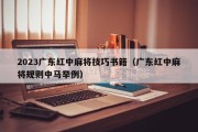 2023广东红中麻将技巧书籍（广东红中麻将规则中马举例）