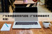 广东推倒胡麻将技巧经验（广东推倒胡麻将手机版）