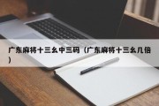 广东麻将十三幺中三码（广东麻将十三幺几倍）