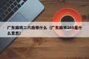 广东麻将二六南带什么（广东麻将268是什么意思）
