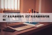打广东无风麻将技巧（打广东无风麻将技巧视频）